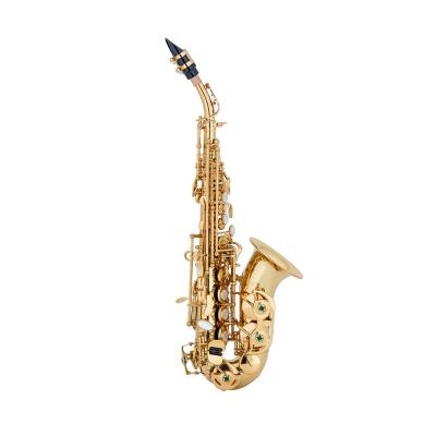 China Quality Gold Finish Brass Curved Soprano Saxophone for sale