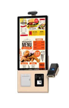 China OEM 23.8 Inch Gold Wall Mounted Self Ordering Kiosk With Pos Holder Android/Windows for sale