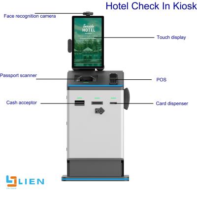 China OEM Self Check In Hotel Kiosk With Passport Scanner Room Card Encoder à venda