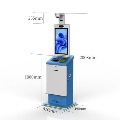 China Indoor Hotel Touch Self Service Check In Kiosks With Passport Scanner RFID Card Dispenser à venda