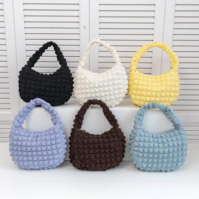 China Others New lightweight pure color under arm bag large capacity wrinkle shoulder puffer bag dumplings cloud bubble handbag for sale