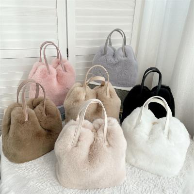 China Waterproof Winter new Plush Women Fur tote Bag Elegant Handbags Ladies Furry Women Faux Fur bag Purse and Handbags for sale