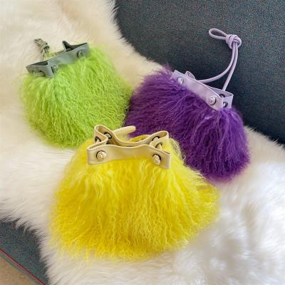 China Waterproof Fashion Winter Plush Chain Shoulder Bags Soft Fluffy  Women Long  Fur Bags Mongolian Fur Bag for sale