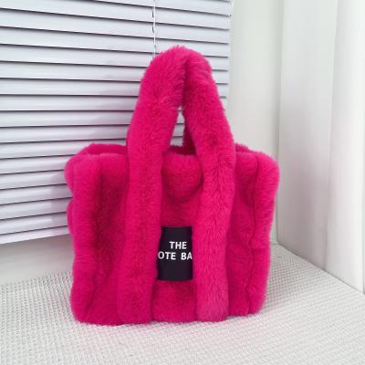 China Waterproof Wholesale fashion design fluffy warmer faux fur tote bag for women purse handbag soft shoulder bags for sale