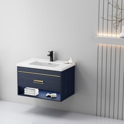 China High Grade Durable New Products Blue Wall Hung Modern Bathroom Cabinets With Drawers for sale