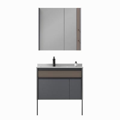 China Durable Modern Design Hotel Bathroom Vanity Set With Mirror Sink Ceramic Bathroom Cabinet for sale