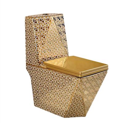 China Hidden Cistern Luxury Sanitary Ware Plated One Piece Gold Plated Toilet for sale