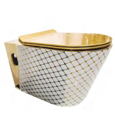 China Hidden closestool p trap style bathroom ware royal sanitary ceramic one piece gold plated toilet bowl cistern for sale