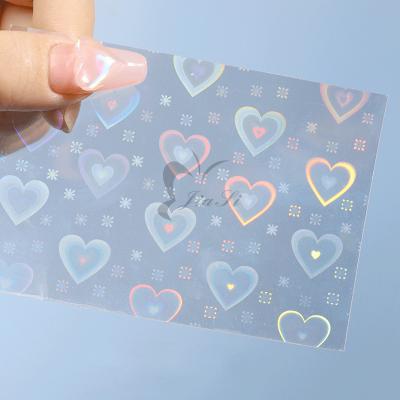 China Beautiful Love Art New Heart Star Valentines Day Nail Art Sticker Three-Dimensional Waterproof Adhesive Finger Nail Laser Strap 3D DIY Sticker for sale