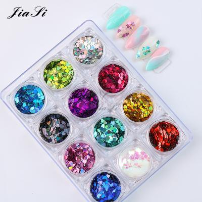 China Wholesale Nail Decoration Nail Art Set Heart Sequins Chrome Flakes Nail Art Accessories Beautiful For Nails Valentines Pastel for sale