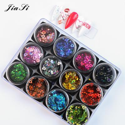 China Nail Art Sequin Women Diy Nail Art Decoration For Valentines Pary Nail Decoration Valentines Day Glitter Heart Shape for sale