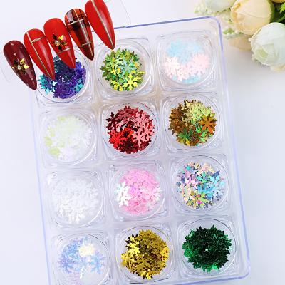 China Nail Art Glitter Snowflake Paillette Christmas Gift Decal Glitter Decoration Acrylic Art Bulk Nail Decoration Supplies for sale