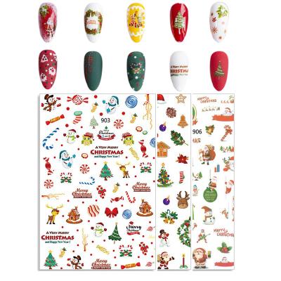 China Fashion Nail Art Salon 2021 New Christmas Nail Stickers Designers 3d Nail Art Sticker For Nails Supplies for sale