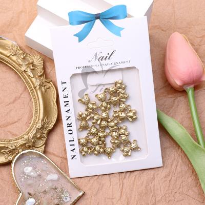 China Nail Art Kawaii Cute White Gold Silver Bear Nail Charms Acrylic Nail Art Tips Accessories Glitter Rhinestone Decoration Kawaii for sale