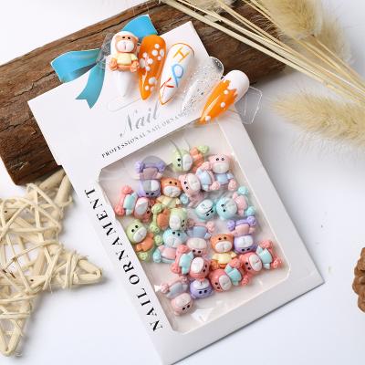 China Wholesale cute bear resin small finger decoration flatback kawaii bow nail jewelry charm for sale