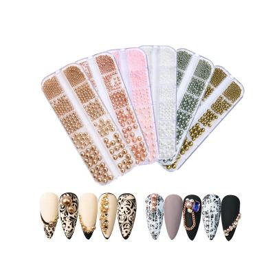 China 3D / Luxury Crystal Nails Accessories Art Pearl Rhinestone Nail Press On Nails Bar Salon Pearl for sale