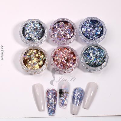 China Nail decoration 2022 new 6pcs mixed nail art glitter kit nail glitter glitter decoration for sale