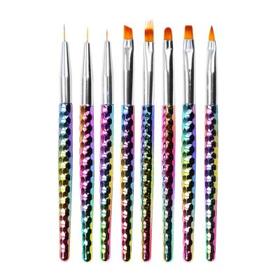 China New Acrylic Nail Art Brush Acrylic Nail Brush Mermaid Gradient Manicure Art Kit Tool Liner Drawing Pen Nail Design 8PCS NAIL For NaI for sale