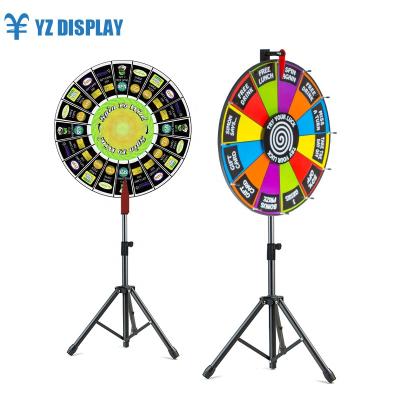 China Manufacturer Supermarkt Sales Activity Game Digital Printing 32 Inch Fine Game Adjustable Folding Tripod Wheel YZ Professional Display for sale