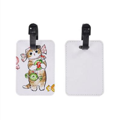 China White patent leather sublimation leather luggage tag with transprinting images, bag pendant for sale