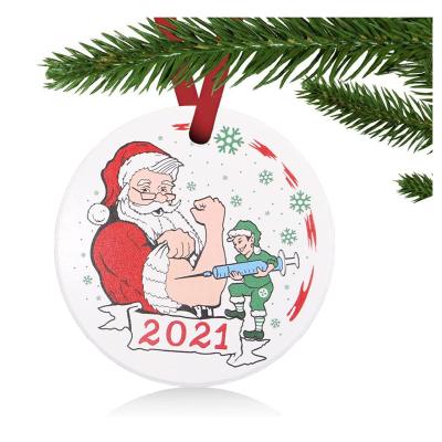 China Maikesub 3inch round shape sublimation white ceramic christmas ornaments wholesale for sale