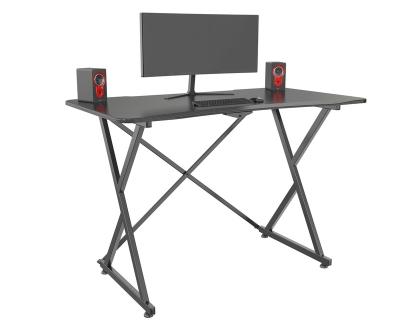 China Foldable Ergonomic MDF And Leg Home Office Computer Table Gaming Desk Black Gamer Workstation X-shaped Steel Frame VM-ES01 for sale