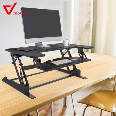 China Double handle (height) adjustable V-mounts fit sit to stand desk with adjustable tray and keyboard feature slot for sale