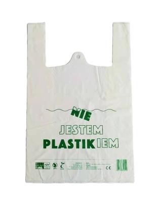 China Custom Plastic Food Or Waste EGP T-shirt 100% Biodegradable Compostable Shopping Bag for sale