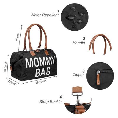 China Big Logo Waterproof Large Baby Diaper Custom Made Wholesale Waterproof Tote Mommy Bag Set with 2 Organizer Pouches for sale