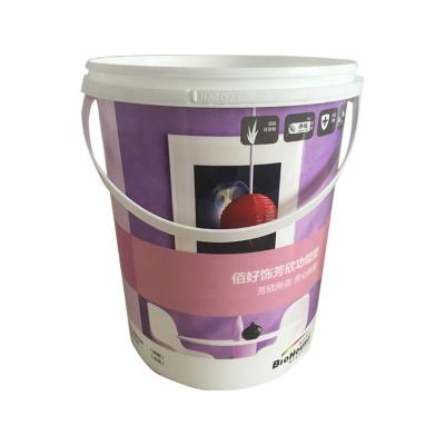 China Eco-friendly Custom Printed Logo 5L Bucket With Plastic Handle IML Plastic Drum With Lid Plastic Container for sale