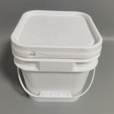 China Tear Off Design 5L Square Bucket Plastic Container With Lid Blank For Ice Cream Food Pastry Jam for sale