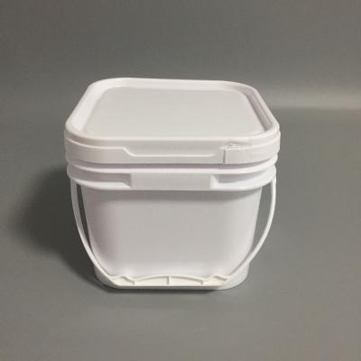 China Tear Off Design Square Plastic Bucket Container With Lid Blank For Ice Cream Food Pastry Jam 1L for sale