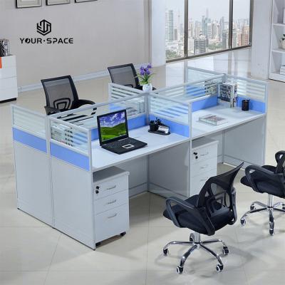 China Factory Wholesale Modern Manufacturer Modular Panel Used 4 Person Office Cubicle L Shaped Workstation for sale