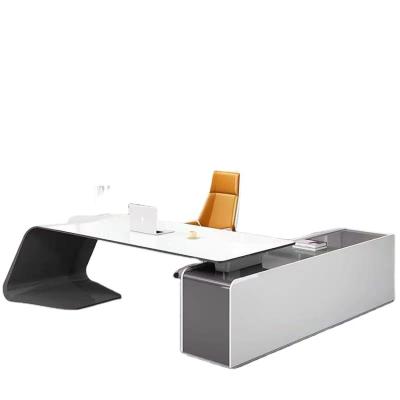 China HIGH END Luxury CEO MODERN Wood Veneer Office Furniture Boss Desk for sale