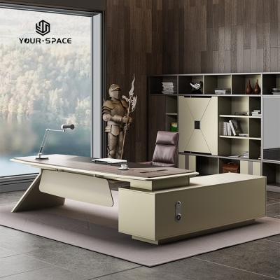 China New Modern STABLE Office Furniture Desk Workstation Table Latest Designs Luxury CEO Director Melamine Desk for sale