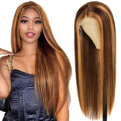 China Wholesale Brazilian Virgin Hair Glueless Piano Color Highlight Body Wave Wig Ombre Brown Hair Lace Front Wigs for sale