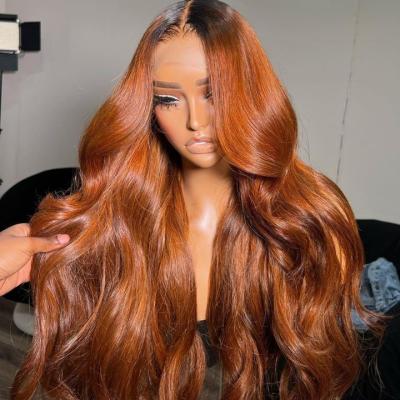 China Cheap Body Wave Eulisi Transparent Swiss Lace 13x6 Deep Curly Red Ginger Orange Frontal Wig Lace Closure Hair For Black Women for sale