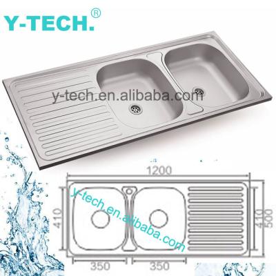 China Without Faucet YK-1250D Home Accessories Kitchen Sinks Double Bowl Drainer Stainless Steel Single Sink Unit for sale