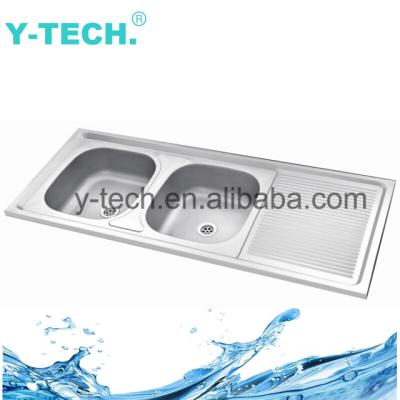 China Without Faucet YK-1250E China Supplier Double Kitchen Sink Press Machine Stainless Steel Sink for sale