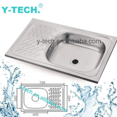 China Without faucet YK-7344A Myanmar sink single bowl stainless steel strainer kitchen sink for sale