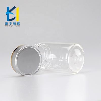 China 7OZ Round Sustainable Mason Hermetic Storage Glass Jar 200ml With Plastic Screw Lids for sale