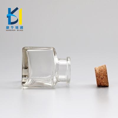 China Gift Triangle Shaped Glass Spice Storage Jar With Cork Lid 50ml for sale