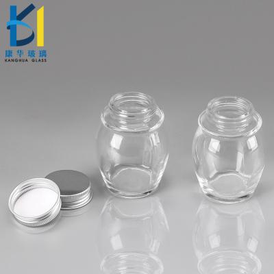 China 90ml Small Crystal Oval Honey Jam Glass CANDY Jar With Silver Screw Lid for sale