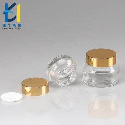 China Recyclable Logo Inclined Shoulder Brown Clear 50g Cosmetic Eye Cream Glass Jar 20g 30g for sale