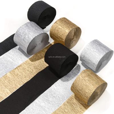 China Festival black gold color crepe paper roll party crepe flame for backdrop decoration for sale