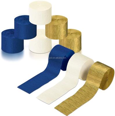 China Blue/White/Gold Cozy Paper Flame Crepe Party Roll Crepe Paper Festival Decoration for sale