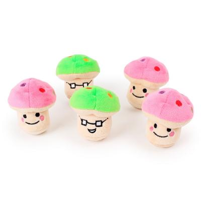 China Mini Fashion Colorful Squeaky Durable Mushroom Teether Chew Plush Viable Pet Toys For Dog Cat Animal for sale