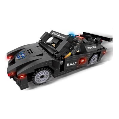 China Build Toy Wholesale Kid's Creative Black Cars In Cheap Plastic Police Equipment Building Block Toy for sale