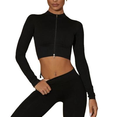 China Sustainable Logo Blazer Custom Workout Top Fitness Long Sleeve Yoga Shorts With Design for sale