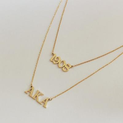 China CLASSIC Sorority Necklace AKA Pendant Gift, AKA Greek Letter Necklace, Stainless Steel Gold Plated Fashion Chain Necklace Customized for sale